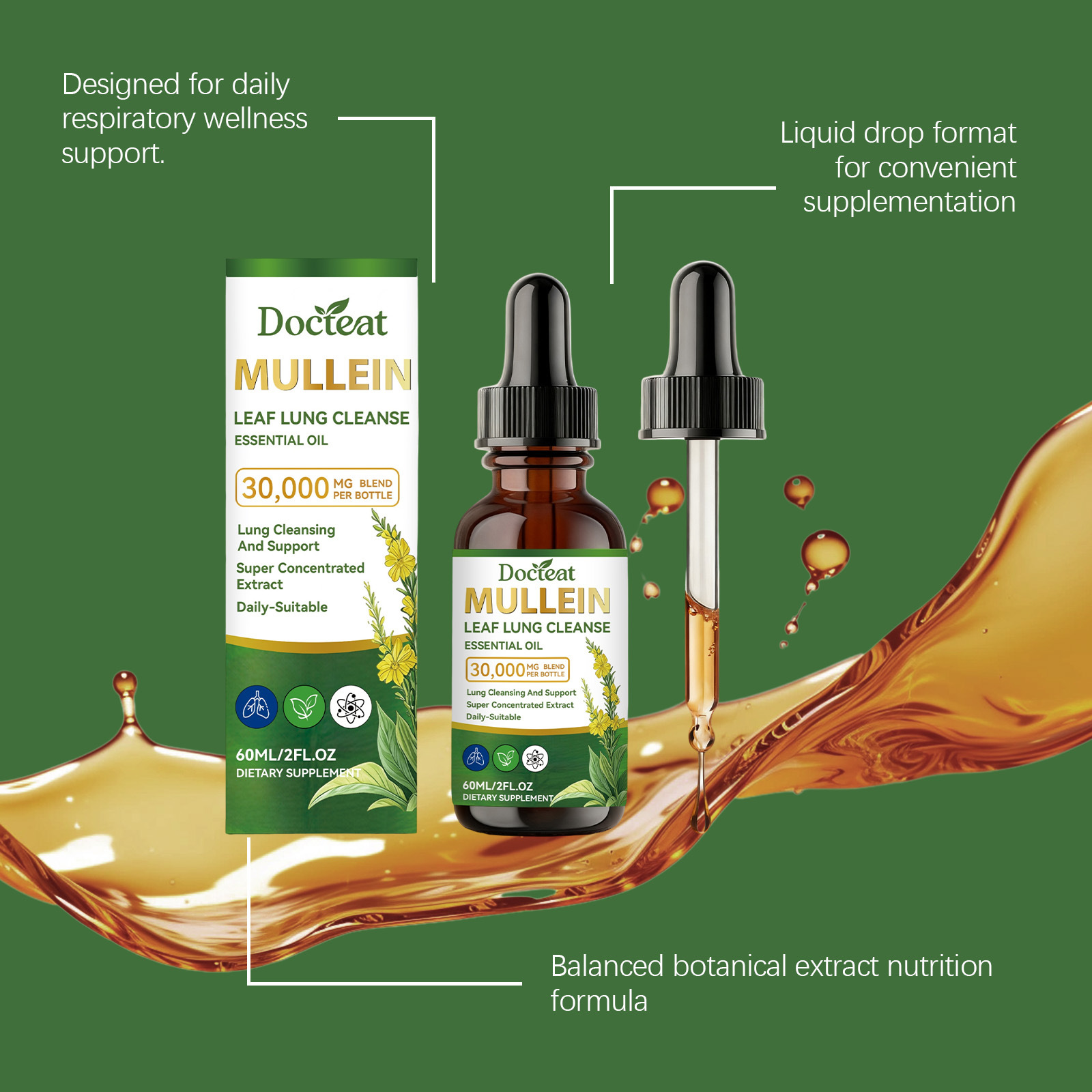 Mullein Leaf Liquid Drops For  - огляд і ціна Herbal Wellness Tincture